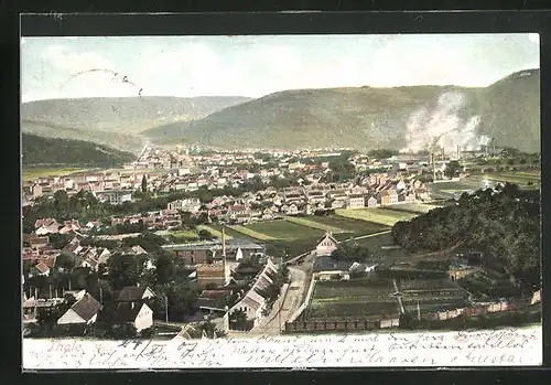 AK Thale a. Harz, Blick auf die Stadt am Eingang zum Bodetal