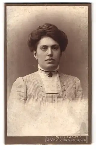 Fotografie M. Hirsch, Berlin-Spandau, Breite Str. 26-28, Schöne Dame mit hochgestecktem Haar und vollen Lippen