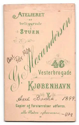 Fotografie G. Alexandersen, Kjobenhavn, Vesterbrogade 46, Süsses Mädel mit Locken in Faltenkleid