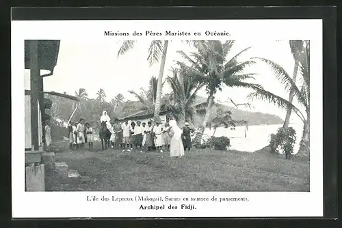 AK Fidji, L`île des Lêpreux (Makogai), Soeuers en tournée de pansements, Leprakranke