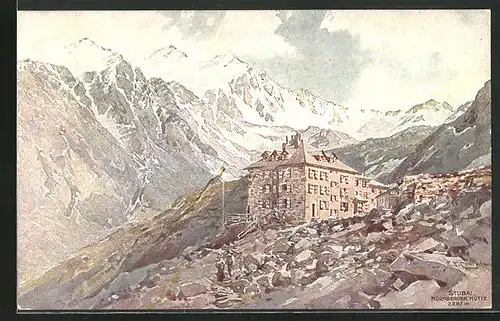Künstler-AK Edward Theodore Compton: Nürnberger Hütte am Stubai