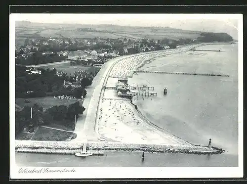 AK Travemünde, Fliegeraufnahme vom Strand