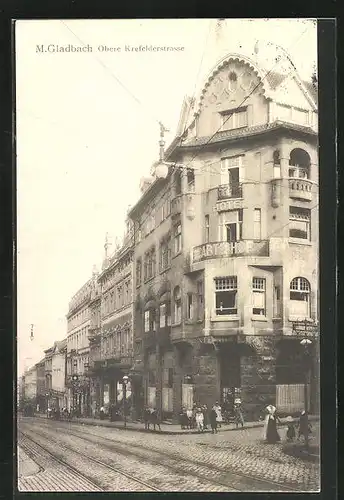 AK M. Gladbach, Ortspartie in der Oberen Krefelderstrasse