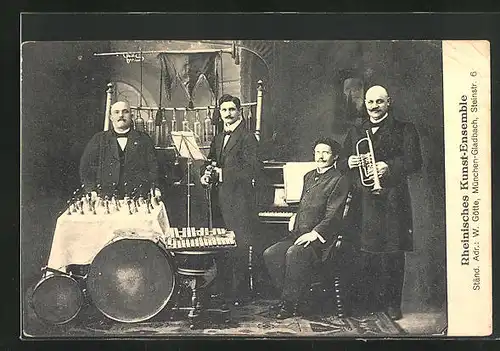 AK Mönchengladbach, Gruppenfoto vom Rheinischen Kunst-Ensemble mit ihren Instrumenten