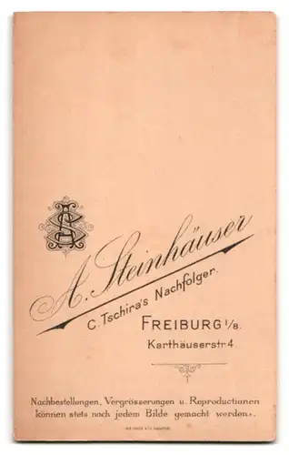 Fotografie A. Steinhäuser, Freiburg i.B., Karthäuserstr. 4, junge Hochzeitsbraut im weissen Kleid mit Schleier