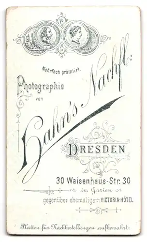 Fotografie Hahn's Nachfl., Dresden, Waisenhausstr. 30, Portrait bürgerlicher Herr mit Schnauzbart