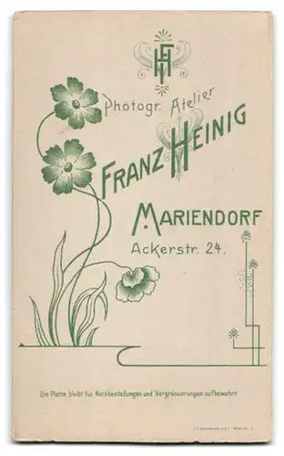 Fotografie Franz Heinig, Berlin-Mariendorf, Ackerstrasse 24, Mädchen & Knabe wohl gekleidet im Atelier