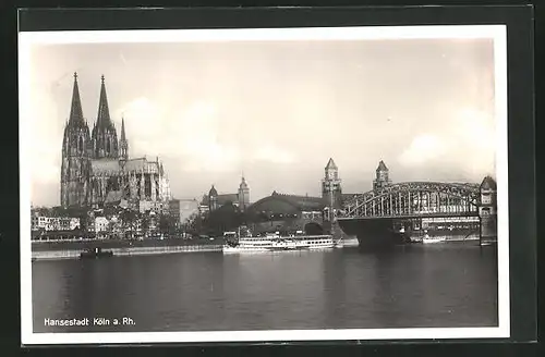 AK Köln a. Rh., Dom und Hohenzollernbrücke