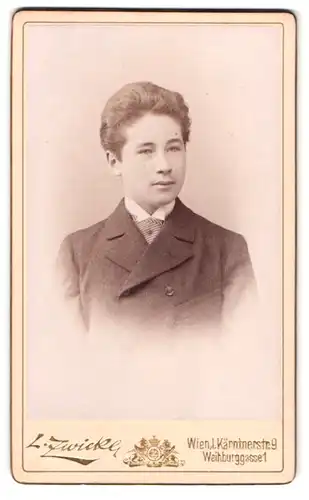 Fotografie L. Zwickl, Wien, Kärntner-Str. 9, Portrait junger Mann im Anzug mit Schlips