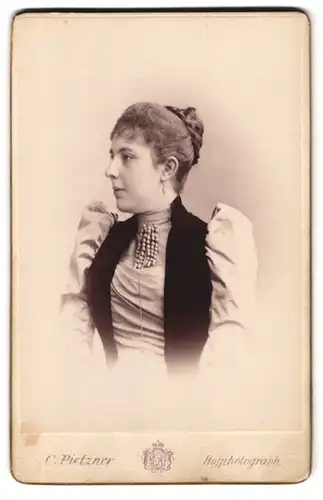 Fotografie C. Pietzner, Wien, Mariahilferstr, 1b, Portrait Frau Elsa im Kleid mit Puffärmeln