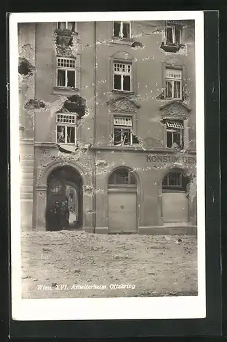 AK Wien, Februaraufstand 1934, Arbeiterheim Ottakring