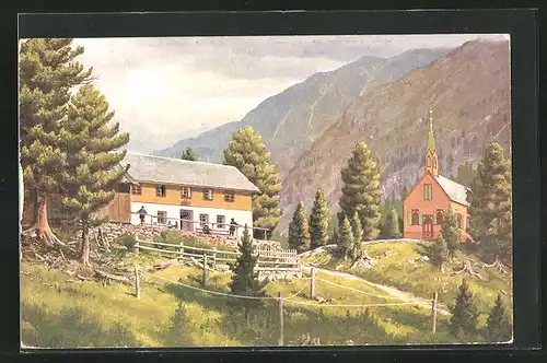 AK Gepatschhaus, Berghütte der Sektion Frankfurt a. M. D. u. Oe. A.-V. S. und Kirche