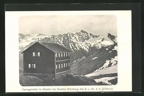 AK Vernagthütte, Berghütte im Oetztal der Section Würzburg des D. u. Oe. A. V.