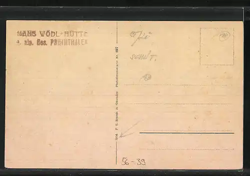 AK Hans Wödlhütte, Berghütte im Seewigtale mit Neualmscharte und Gruberberg, Obersteir. Ennstal