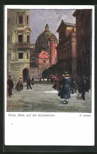 Künstler-AK F. Gareis: Wien, Blick auf die Karlskirche