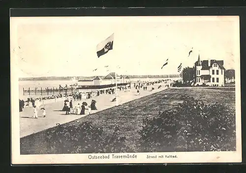 AK Travemünde, Strand mit Kaltbad