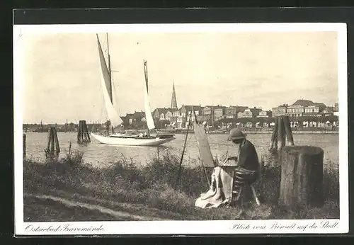 AK Travemünde, Blick vom Priwall auf die Stadt