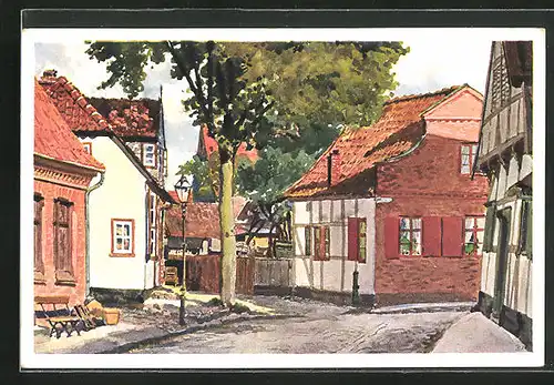 Künstler-AK Travemünde, Marktstrasse