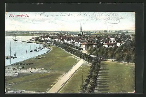 AK Travemünde, Blick auf die Stadt aus der Vogelschau