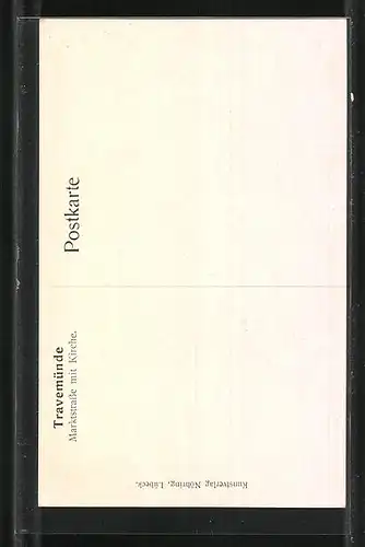 Künstler-AK Travemünde, Marktstrasse mit Kirche