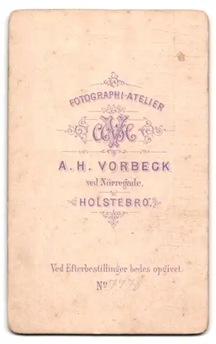Fotografie A. H. Vorbeck, Holstebro, ved Nörregade, Portrait Herr im Anzug mit Vollbart und Fliege