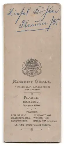 Fotografie Robert Graul, Plauen i. V., Bahnhofstr. 21, Portrait Liesel Köfler im schwarzen Kleid mit Schleife