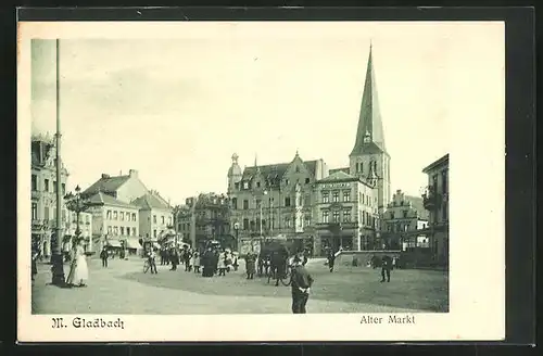 AK M.-Gladbach, Alter Markt mit Geschäften