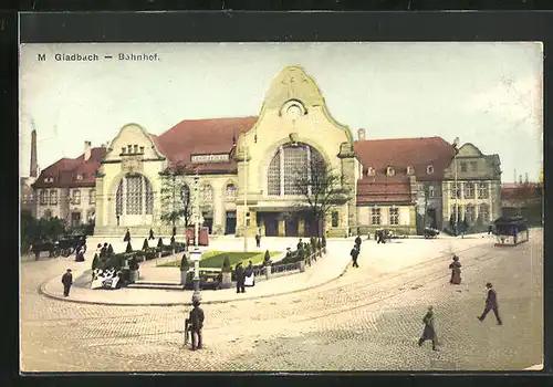 AK Mönchengladbach, Bahnhof, Strassenbahn