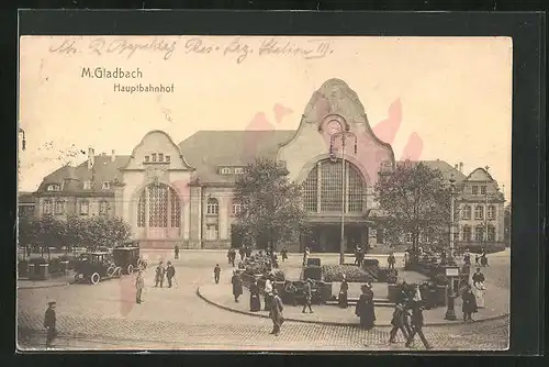 AK Mönchengladbach, Hauptbahnhof mit Vorplatz