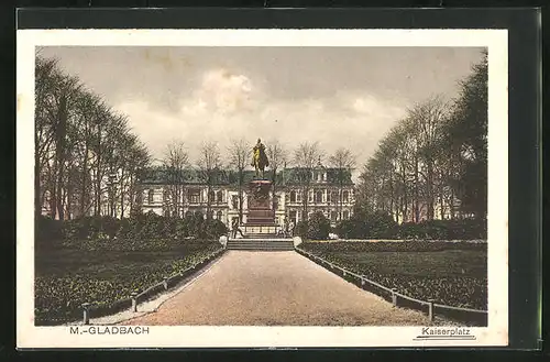 AK Mönchengladbach, Kaiserplatz mit Denkmal