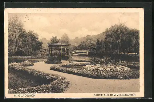 AK Mönchengladbach, idyllische Partie aus dem Volksgarten