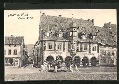 AK Goslar a. Harz, Kaiser Worth mit Springbrunnen
