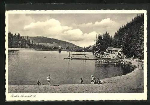 AK Goslar, Strandbad mit Badegästen