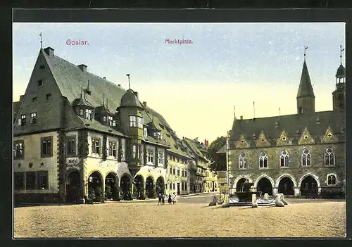 AK Goslar, Markt mit Hotel Kaiser-Worth