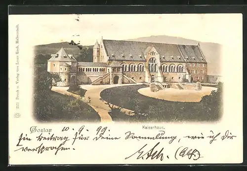 AK Goslar, Park mit Blick auf das Kaiserhaus