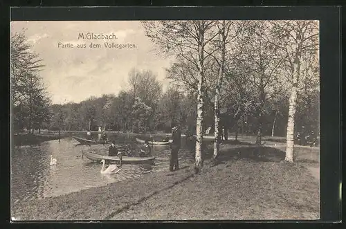 AK M.-Gladbach, Partie aus dem Volksgarten mit Booten