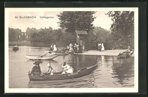 AK M.-Gladbach, Partie im Volksgarten mit Booten