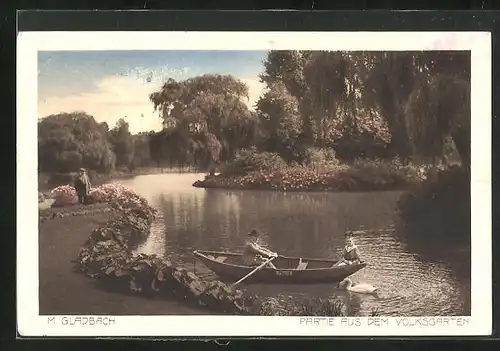 AK M.-Gladbach, Partie aus dem Volksgarten mit Boot