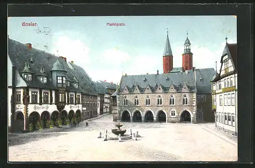AK Goslar, Marktplatz mit Hotel Kaiserworth