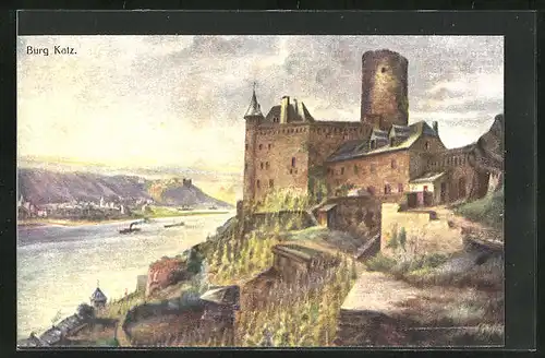 Künstler-AK St. Goarshausen, Burg Katz