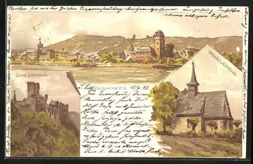 Künstler-AK Carl Biese: Oberlahnstein, Burg Lahneck, Wenzelkapelle
