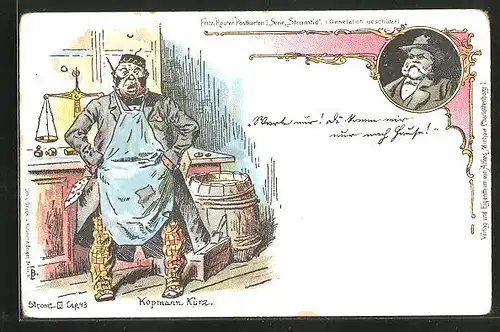 Lithographie Kopmann Kurz, Fritz Reuter Postkarte