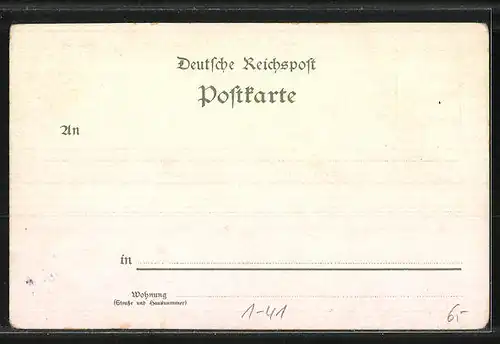 Lithographie Jung Bauschan, Jung Jochen, Fritz Reuter Postkarte