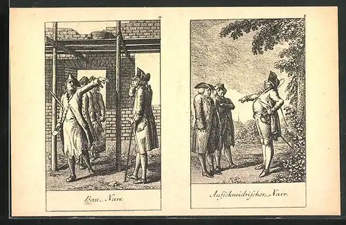Künstler-AK sign. Chodowiecki: Bau Narr, Aufschneidrischer Narr