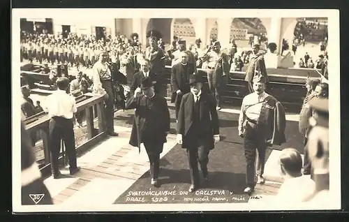 AK Praha, Svatovaclavske dni Orelstva 1929, Präsident Masaryk (TGM) beim Turnfest