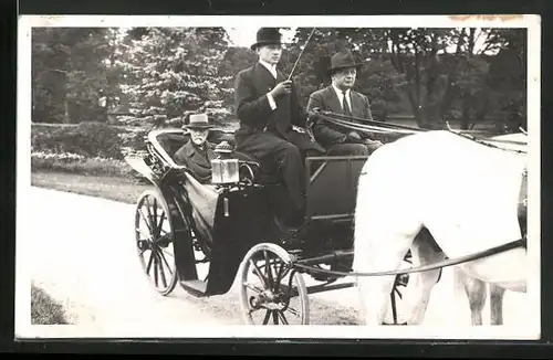 Foto-AK Präsident Masaryk (TGM) in einem Pferdewagen