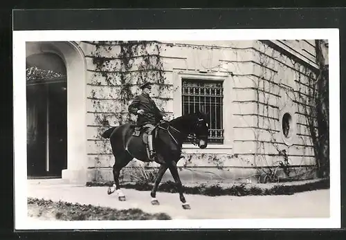 Foto-AK Präsident Masaryk (TGM) zu Pferde