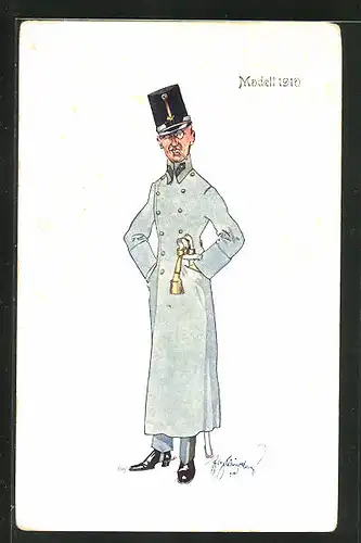 Künstler-AK Fritz Schönpflug: Modell 1910, Offizier in Uniform