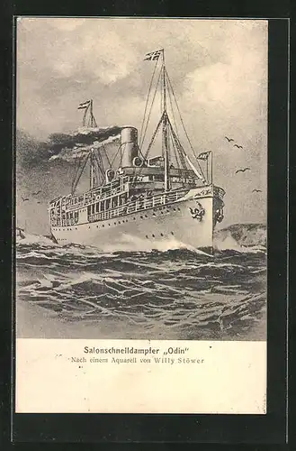Künstler-AK Willy Stoewer: Passagierschiff Salonschnelldampfer Odin