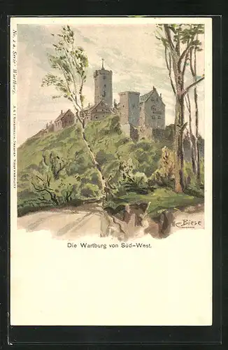 Künstler-AK Carl Biese: Eisenach, Die Wartburg von Süd-West